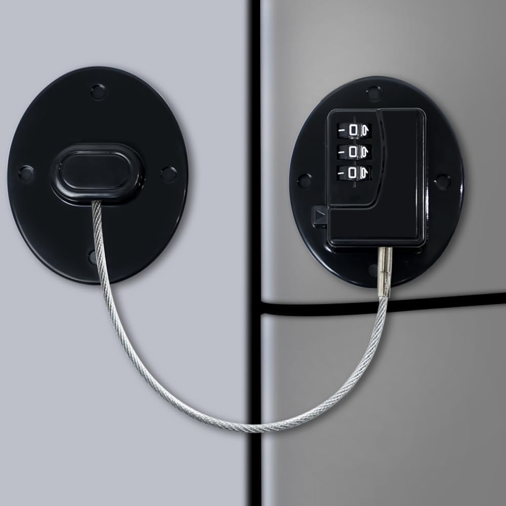 AOSITE Keyless Digital Lock - Multi-Purpose Child Proof Latches for Refrigerator, Freezer, Cabinet, Drawer & Wardrobe, No-Drill Adhesive Safety Lock with Combination Code (1Pack Black)