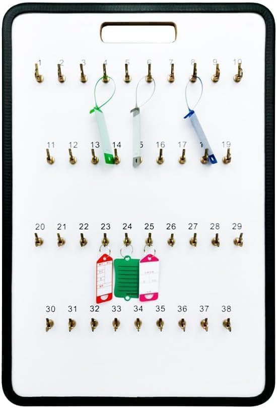 MICRO TEC Masonite Key Holder Wall Mount with 105 Spring-Lock Hooks 32E x 29.5" – Wall Mounted Key Organizer Board with Metal Trim and Handle – Dealership, Office, Garage Key Rack Cabinet - Pack of 1