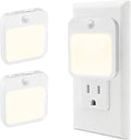 Plug-in Night Light with Motion Sensor, Dusk-to-Dawn Light Sensor, Stepless Dimming LED Night Lights for Bedroom, Hallway, Bathroom, Kids Room, Energy Efficient, 2-Pack