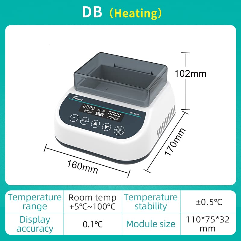 JOANLAB Lab Dry Bath Incubator Digital Laboratory Thermostatic Block Heater with 35 x 1.5ml Heating Block Programmable with Single Heating Function)