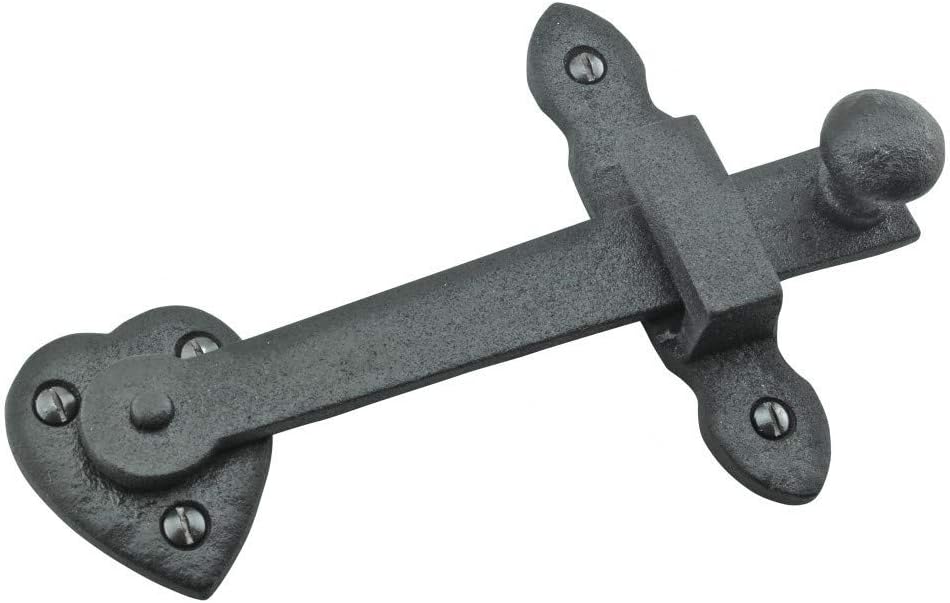 Renovators Supply Manufacturing Black Wrought Iron Gate Flip Latch Decorative Antique Heart Style Medium to Light Duty 4" Tall Flip Door Locks Rust Resistant Latches with Hardware