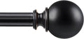 KAMANINA Curtain Rods for Windows 28 to 48 Inches, Black Curtain Rod 32 to 58 inch (2.6-4.8ft), 7/8 Inch Decorative Drapery Rod with Round Finials