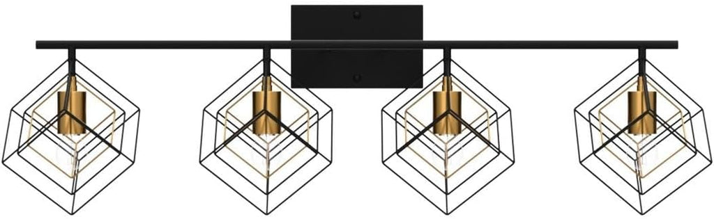 4 Light Vanity Light for Bathroom,Bathroom Light Fixtures Over Mirror with Rotatable 4 Cube Shades, Modern Wall Mounted Lights Matte Black,Industrial Black Vanity Light for Hallway Living Room