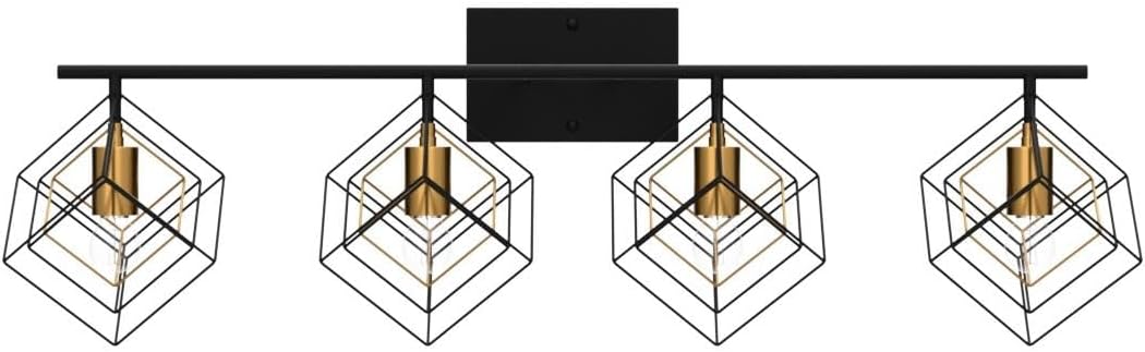 4 Light Vanity Light for Bathroom,Bathroom Light Fixtures Over Mirror with Rotatable 4 Cube Shades, Modern Wall Mounted Lights Matte Black,Industrial Black Vanity Light for Hallway Living Room