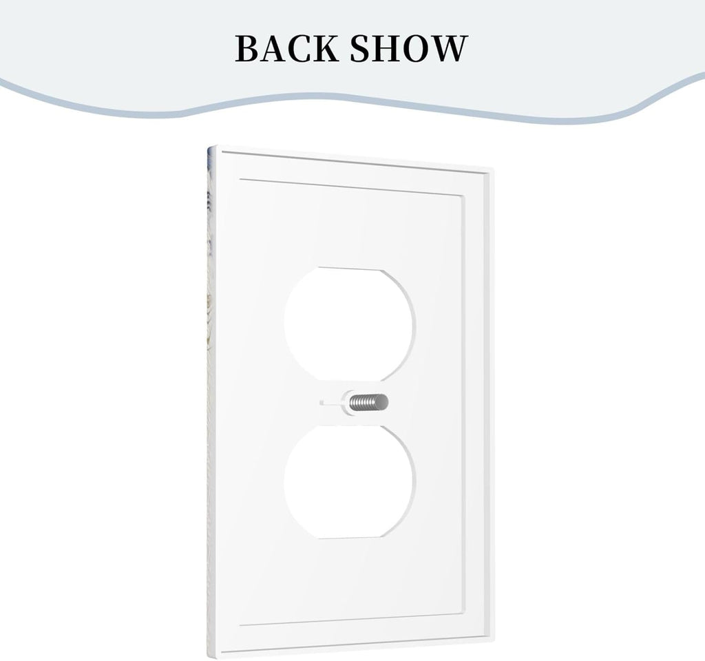 Decorative Outlet Covers Rustic Blue White Flowers Floral Penoy 1 Gang Duplex Light Switch Cover Plate Wall Plates for Electrical Outlets Electrical Switchplate Face Plate