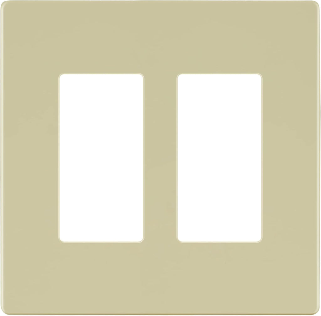LIDER Matte Finish Double Decorator Switch Cover, Screwless Wall Plate, Mid-Size 2-Gang 4.88" x 4.92", Unbreakable Polycarbonate Thermoplastic, UL Listed, LSWP-32M-I10P, Ivory