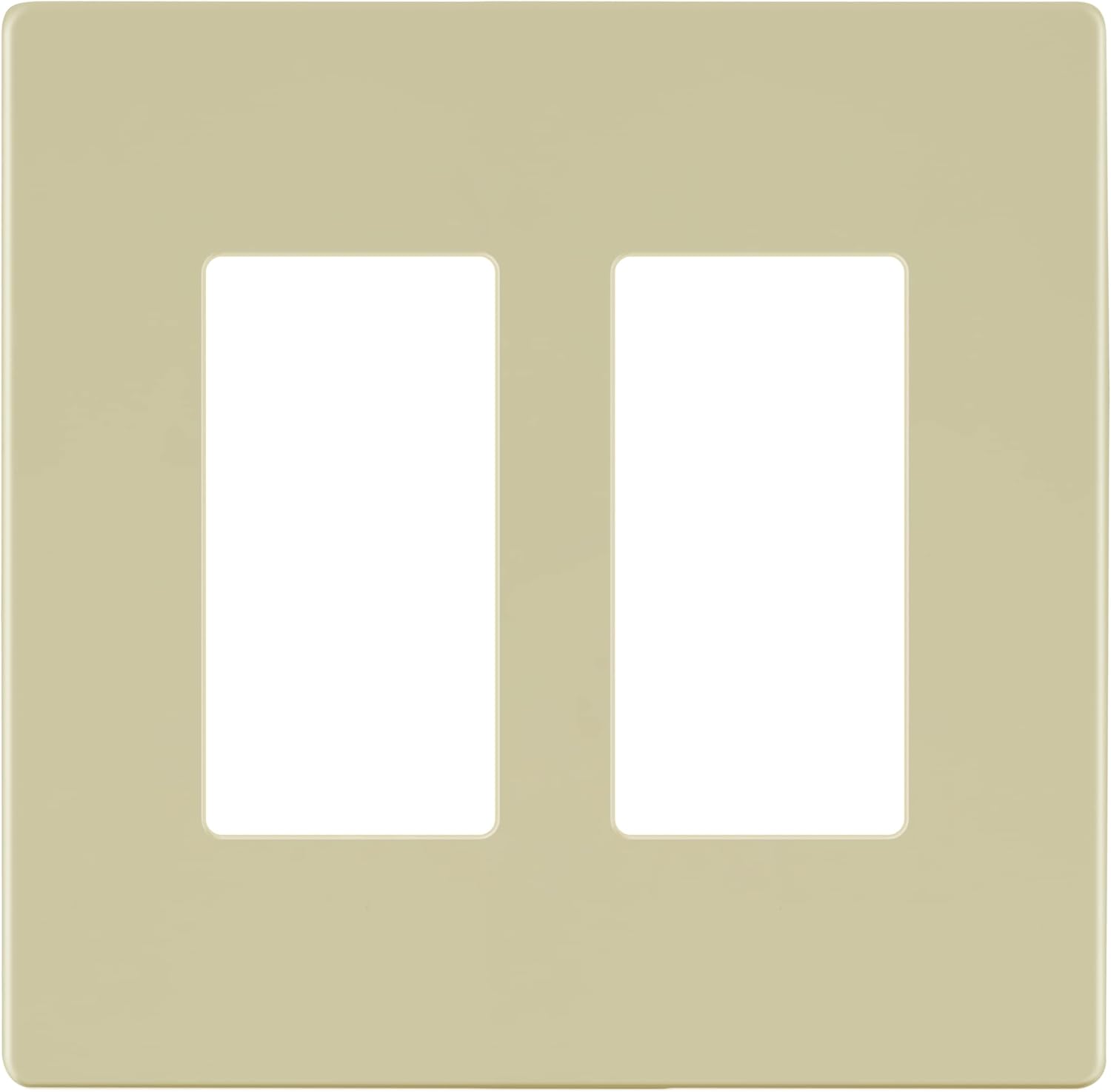LIDER Matte Finish Double Decorator Switch Cover, Screwless Wall Plate, Mid-Size 2-Gang 4.88" x 4.92", Unbreakable Polycarbonate Thermoplastic, UL Listed, LSWP-32M-I10P, Ivory