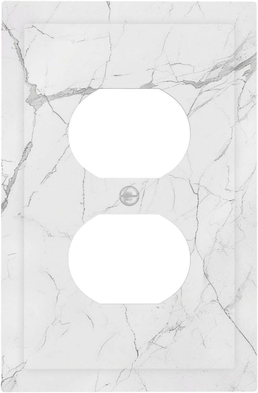 Outlet Covers White Grey Abstract Modern Marble 1 Gang Duplex Light Switch Cover Decorative Switch Plates Electrical Receptacle Faceplate Wall Plate for Bathroom Kitchen Decor