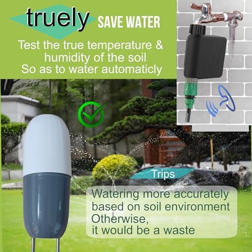 Smart Soil Moisture Sensor, Specially Equipped with Satxtrem WiFi Water Timer Auto Watering (White-Sensor)