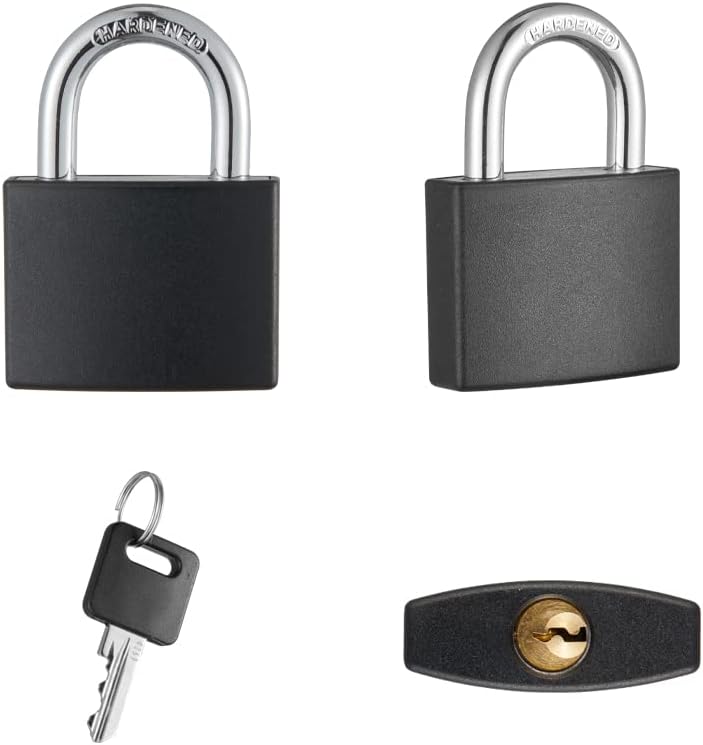 Covered Aluminum Padlock with Key, 8 Pack 1-9/16" Padlocks with Same Key，Key Lock for Outdoors
