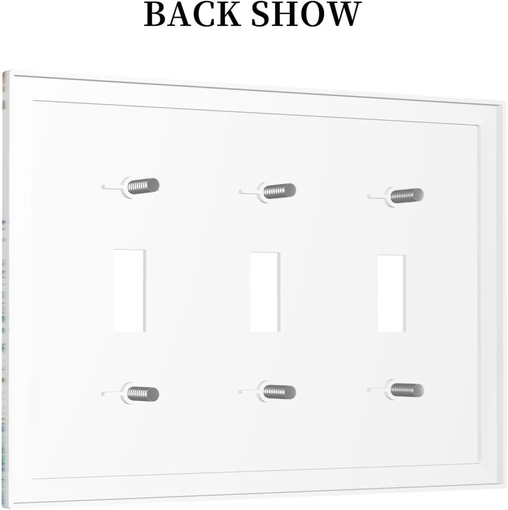 Sea Turtle Ocean Starfish Fish Coral Pearl Decorative Switch Plates 3 Gang Wall Plate Triple Toggle Light Switch Cover Faceplate Electrical Wall Panels for Bathroom Kids Room Decor