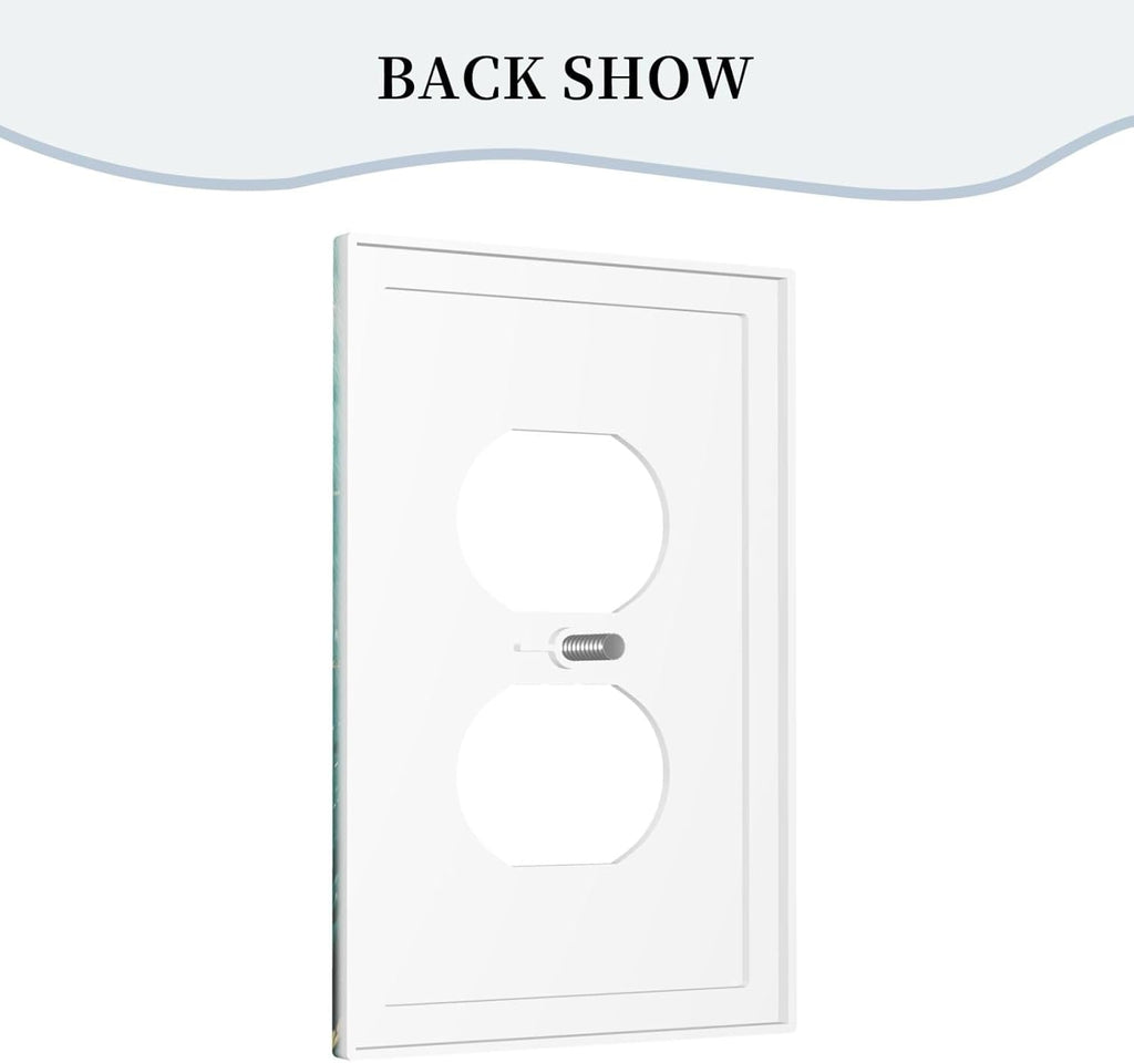 Decorative Outlet Covers Rustic Green Lucky Four leaf Clover 1 Gang Duplex Light Switch Cover Plate Unique Wall Plate Electrical Switch Plate Covers for Bedroom Home Decor