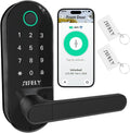 Built-in WiFi Fingerprint Smart Door Lock with Handle & Keypad – Keyless Entry with Code, App Remote Control, Auto-Lock for Front Door, Home & Airbnb, Works with Alexa & Google, Easy DIY Install