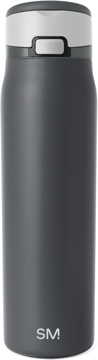 Simple Modern Mesa Loop Water Bottle with Covered Straw and Handle | 30oz Cup Holder Friendly Insulated Stainless Steel Bottles for Travel, Sports and School | Steele