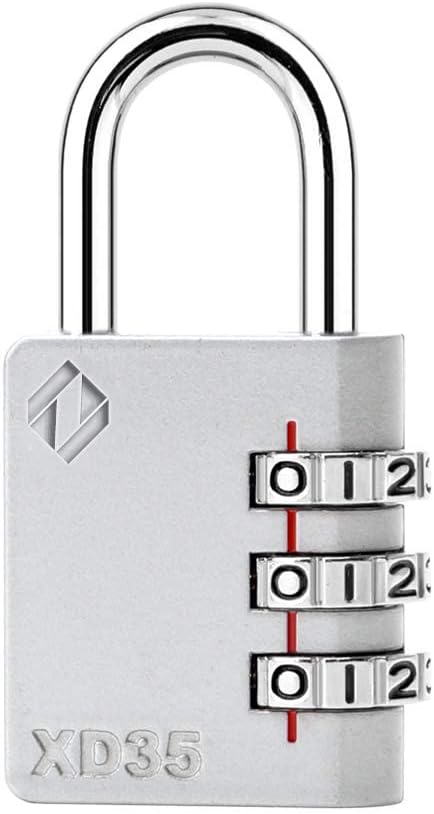 XD35 Combination Lock, 3-Digit Padlock for School Gym Sports LockerLock, Fence, Toolbox, Case, Hasp Storage (1-Pack, Gray)