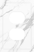 Outlet Covers Modern White Gray Marble 1 Gang Duplex Wall Plate Decorative Switch Plates Electrical Receptacle Faceplate Light Switch Cover for living Room Bathroom Decor