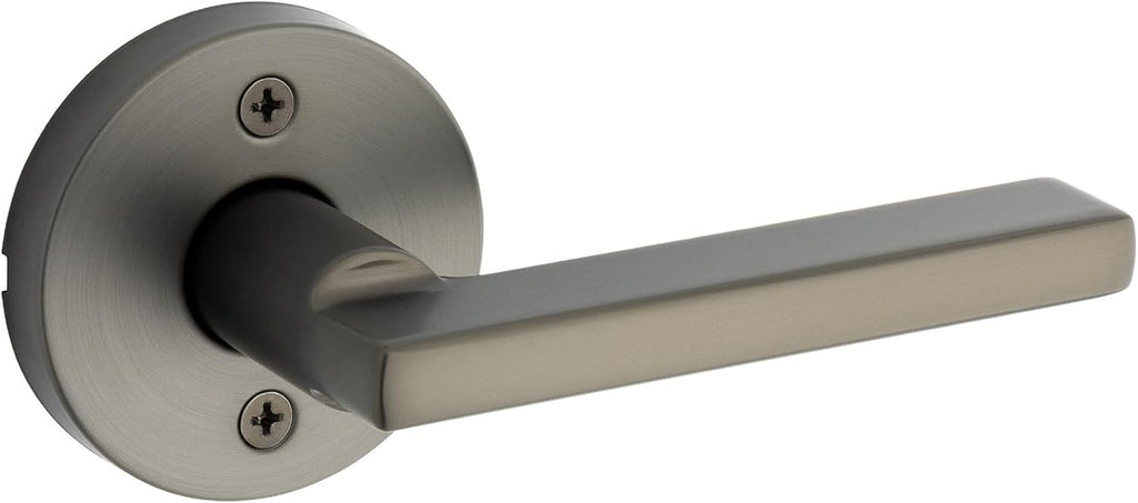 Kwikset Halifax Dummy Door Handle, Round Single Sided Lever for Closets, French Double Doors, and Pantry, Gunmetal Non-Turning Reversible Interior Push/Pull Lever