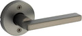 Kwikset Halifax Dummy Door Handle, Round Single Sided Lever for Closets, French Double Doors, and Pantry, Gunmetal Non-Turning Reversible Interior Push/Pull Lever