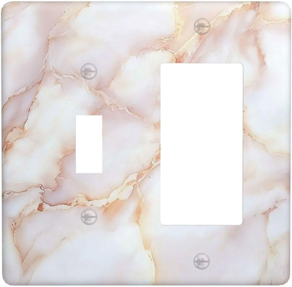Outlet Covers Pink Jade Marble Granite 1 Toggle 1 Rocker Combination Decorative Wall Plate Electrical Switch Plates Light Switch Cover Plate For Bathroom Kitchen Decor