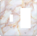 Outlet Covers Pink Jade Marble Granite 1 Toggle 1 Rocker Combination Decorative Wall Plate Electrical Switch Plates Light Switch Cover Plate For Bathroom Kitchen Decor