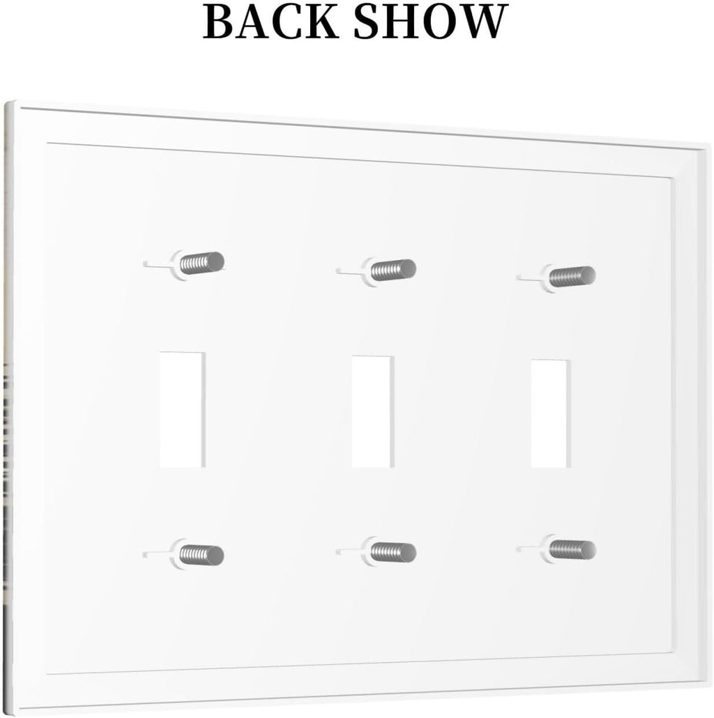 Decorative Switch Plates Wood Board Wildlife Cute Bear Deer Forest Rustic 3 Gang Wall Plate Triple Toggle Light Switch Cover Faceplate Electrical Wall Panels for Bathroom Farmhouse Decor