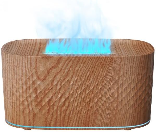 Portable Small Humidifier Dual Nozzle - Large Cool Mist Humidifiers Double Spray Ports, Water Shortage Protection, Ultra-Quiet, Mini Humidifier for Bedroom Plants Office Car Travel (Flame Wood)