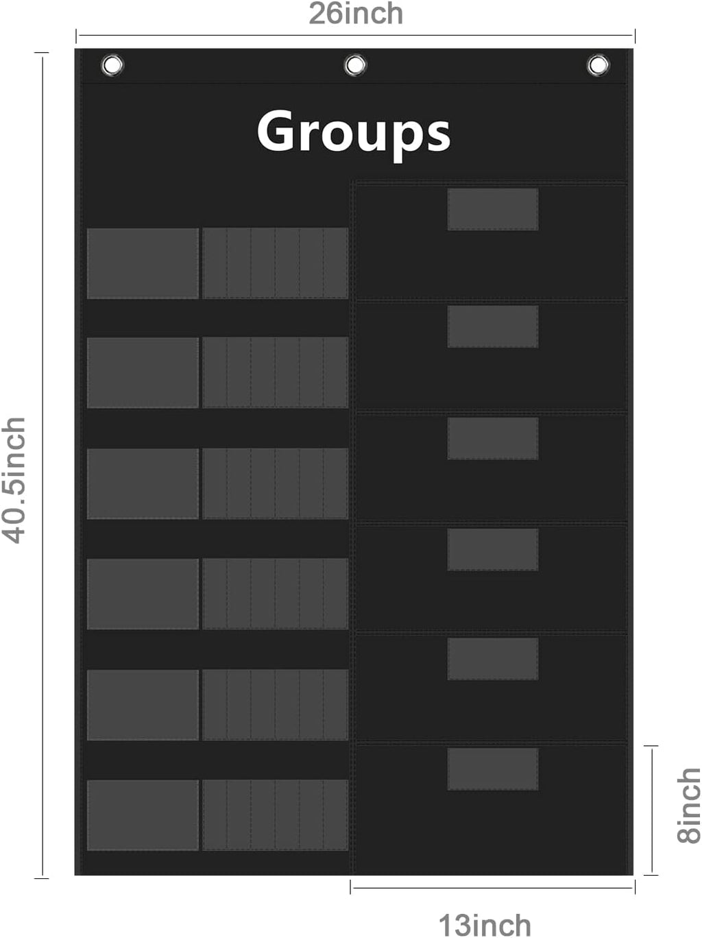 REGELETO Small Group Management Pocket Chart with 96 Cards Classroom Jobs Chart Small Group Organizer and on Task for School Teacher Homeschool Learning Supplies (Black)