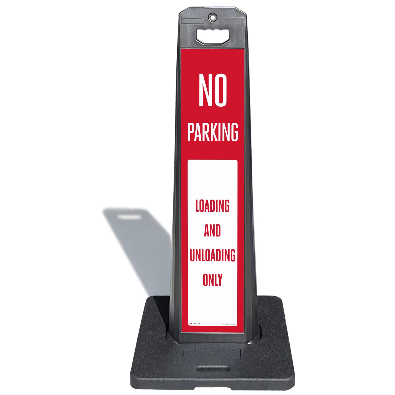 SmartSign No Parking Loading And Unloading Only LotBoss Vertical Panel Sign Kit with Rubber Base, Double-Sided, 7.875" x 35.5" 3M Engineer Grade Reflective Parking Lot Sign, Plastic Frame, USA-Made