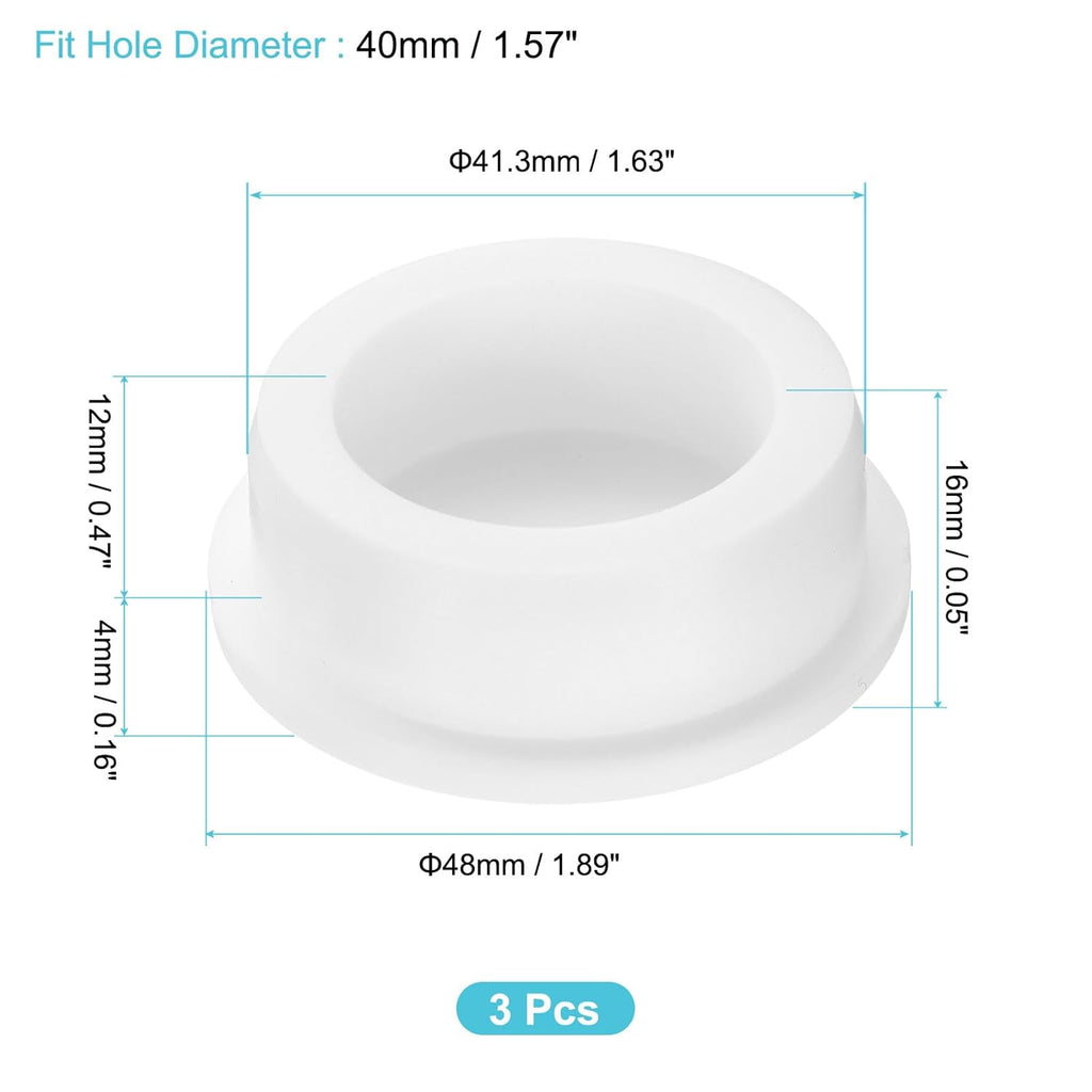 uxcell 3Pcs Silicone Hole Plug, Waterproof Round Rubber Stoppers Bottle Seal Plugs Tube Pipe End Caps for 40mm/1.57" Hole for Bathtub Bottle, White