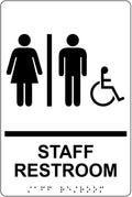 ComplianceSigns.com Staff Restroom Sign, ADA-Compliant Braille and Raised Letters, 9x6 in. Black on White Acrylic with Adhesive Mounting Strips