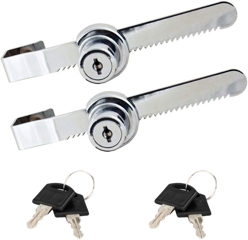 Sliding Glass Door Lock Display Case Lock Ratchet Lock with Chrome Finish, Security, Keyed Alike Showcase Display (2 PC)
