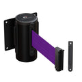 Crowd Control Warehouse - CCW Series WMB-120 Fixed Wall Mount Retractable Belt Barrier - 11 Foot, Purple Belt with Black Steel Case, Crowd Control Barriers