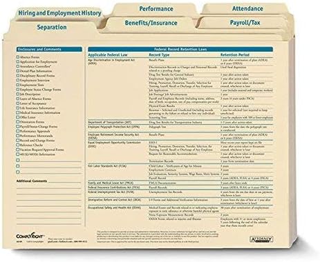 ComplyRight Expanded Employee Record Organizer and 6 Folders | 11.9” x 9.5” x 1.25” | HR and Employee Management | 25-Pack