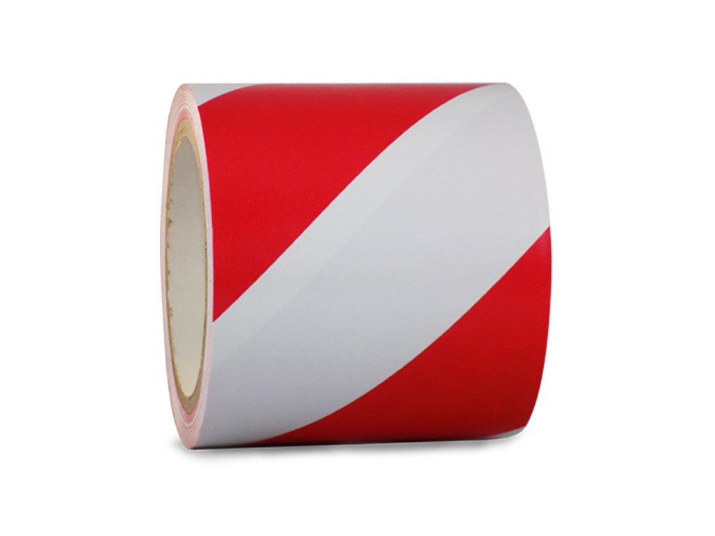 GGR Supplies SST-618C Red & White Hazard Warning Safety Stripe Tape: 4" in. Wide x 18 yds.