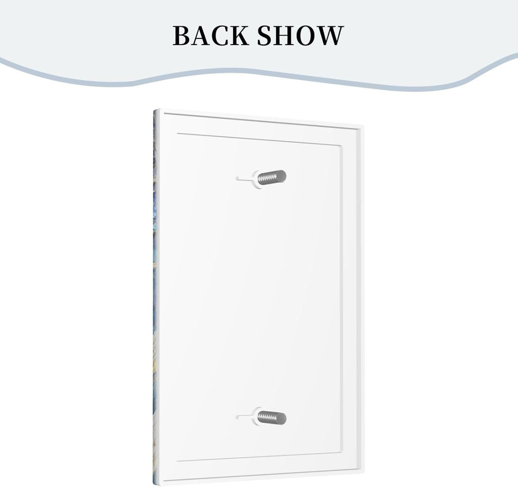 Decorative Light Switch Cover Plate Blue White Flower Gold Line Cloud 1 Gang No Device Single Blank Outlet Covers Wall Plates for Electrical Outlets Faceplate for Bedroom Home Decor