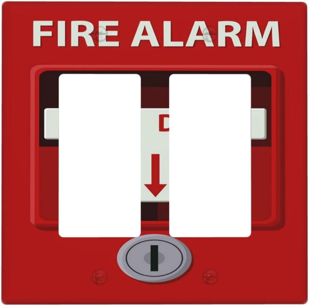 Decorative Outlet Covers Artistic Red Fire Alarm Motifs 2 Gang Wall Plate Double Rocker Two Switch Wall Cover Plate Light Switch Cover Plate Faceplate for Country Bedroom Home Decor