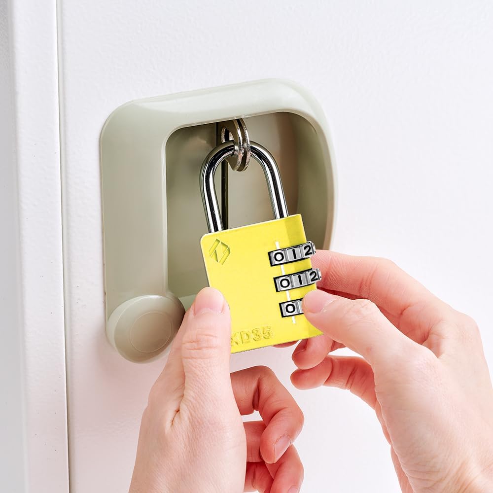 XD35 Combination Lock, 3-Digit Padlock for School, Gym, Sports, Locker Lock, Fence, Toolbox, Case, Outdoor, Hasp Storage (1-Pack, Yellow)