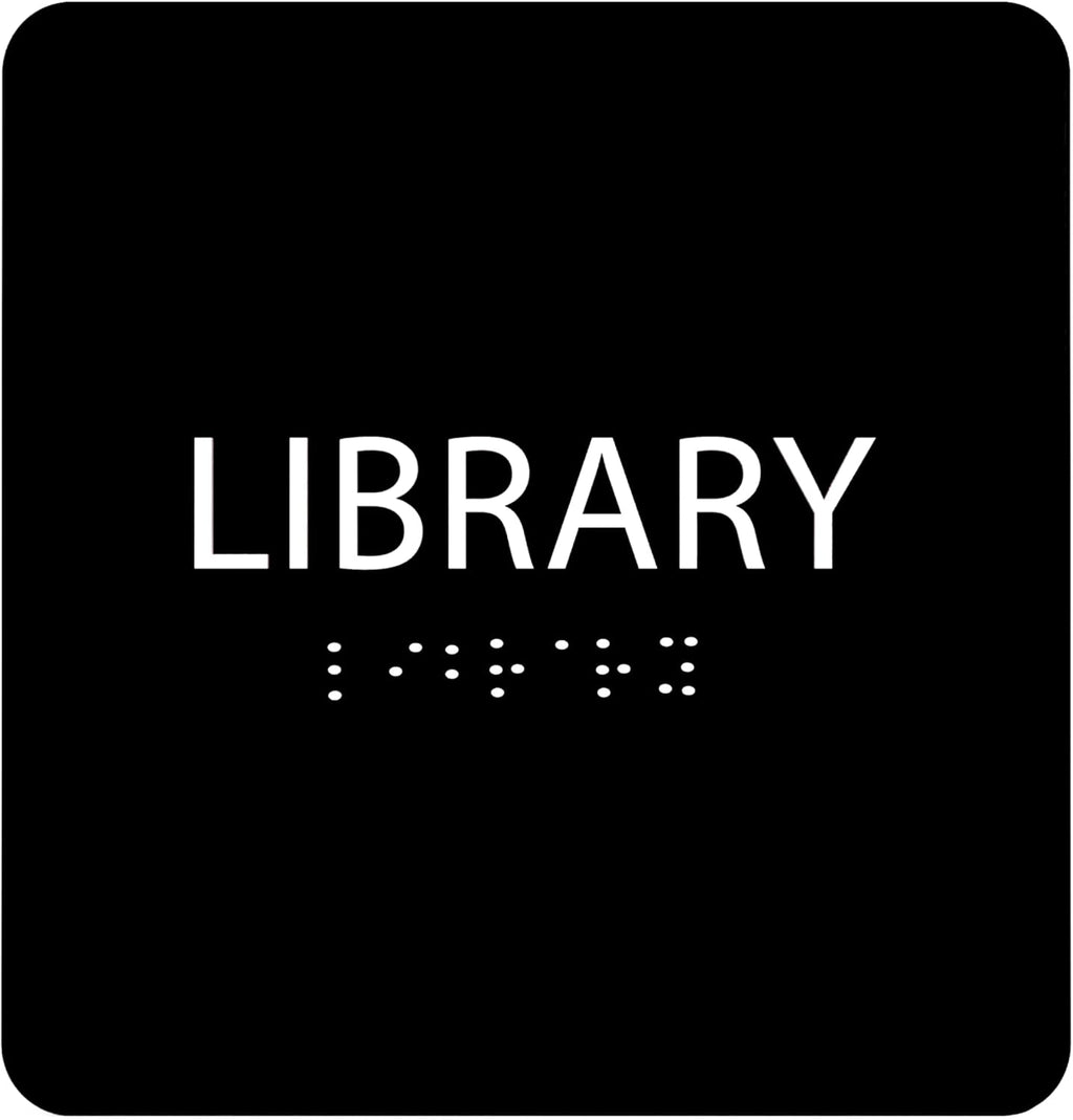 6" X6" Library Sign - ADA Compliant Tactile Graphics Grade 2 Braille Text Acrylic Wall Sign - Quiet zone, Information Convey, Group Study Room Door Signs for Office, School, Home