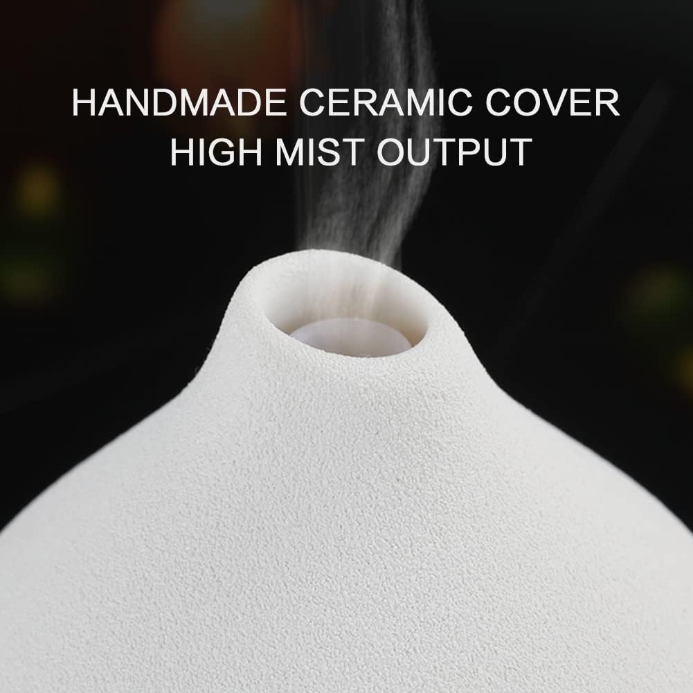 Essential Oil Diffusers, Aromatherapy Diffuser for Essential Oils, 100ml Ceramic Oil Diffusers for Large Room - 5 Timers, Warm Ambient Light, Auto-Off