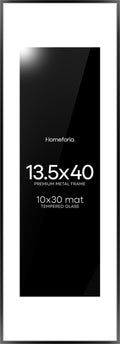 Homeforia 13.5x40 Panoramic Frame Black, High End Metal 13.5x40 Picture Frames with Mat 10x30 Photo, 13.5 x 40 Poster Frame Matted to 10 by 30 Print, 40x13.5 Frames, Tempered Glass, Wall Kit, Set of 1