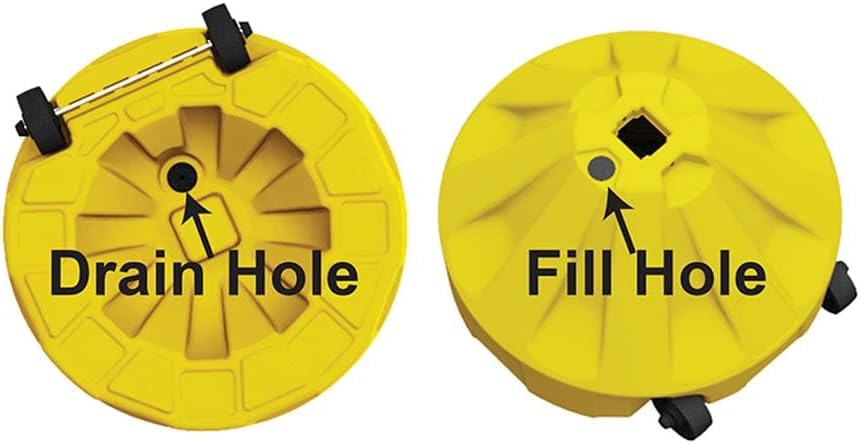 Plasticade Roll-A-Post Portable Sign Post Base, 26" x 38" or Smaller Signs, Designed for School, Airport, Parking Lot, Durable Plastic, Wind Resistance, 24" x 24", Yellow, Post Not Included