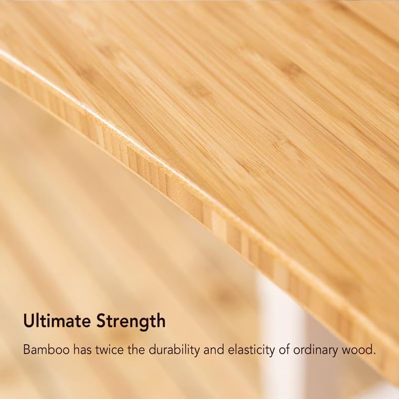 FLEXISPOT EN1 Bamboo Standing Desk, 60 x 30 Inches Whole-Piece Electric Adjustable Height Desk for Home Office (Black Frame + Bamboo Curved Desktop, 2 Packages)