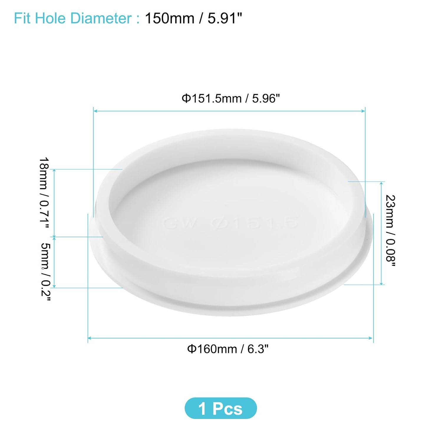 uxcell 1Pcs Silicone Hole Plug, Waterproof Round Rubber Stoppers Bottle Seal Plugs Tube Pipe End Caps for 150mm/5.91" Hole for Bathtub Bottle, White