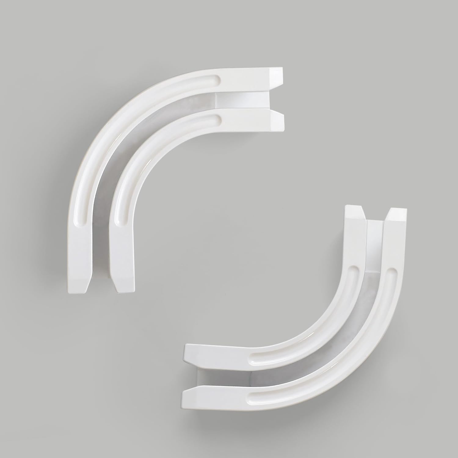 90° Curved Connectors for Ceiling Curtain Track/Wall Mounted Room Divider Curtains Tracks, White 2 PCS