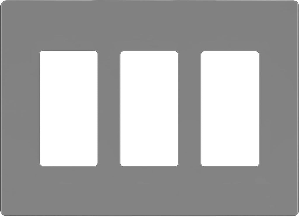 LIDER Matte Finish Decorator Switch Cover, Screwless Wall Plate, Mid-Size 3-Gang 4.88" x 6.77", Unbreakable Polycarbonate Thermoplastic, UL Listed, LSWP-33M-GY, Gray