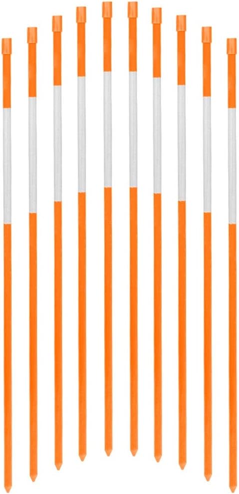 FiberMarker 48-Inch Reflective Driveway Makers Orange 20Pcs, 5/16-Inch Dia Solid Fiberglass Poles Snow Stakes for Parking,Walkways Easy Visibility