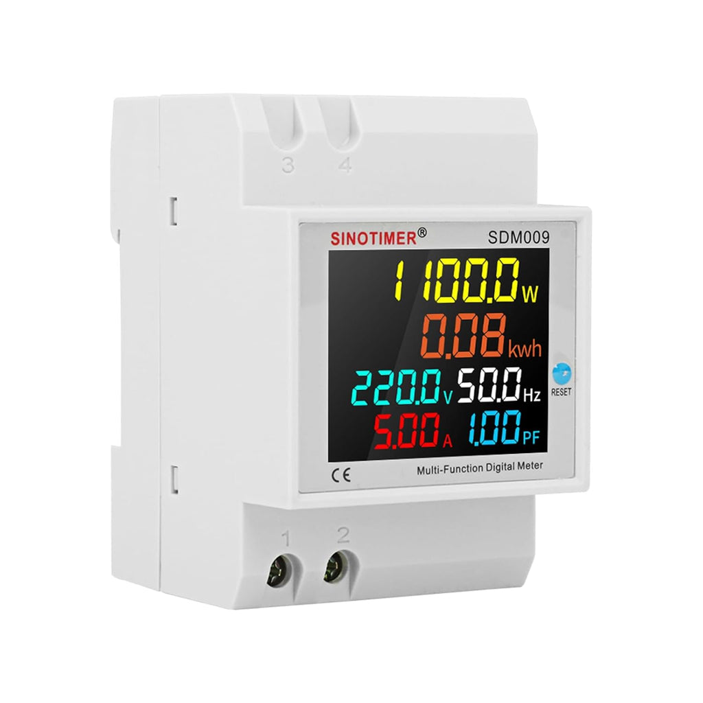 6IN1 Single Phase Energy Meter Din Rail Electricity Usage Monitor AC 40-300V 100A Voltmeter Ammeter Watt Kwh Frequency Power Meter Built-in CT 110V