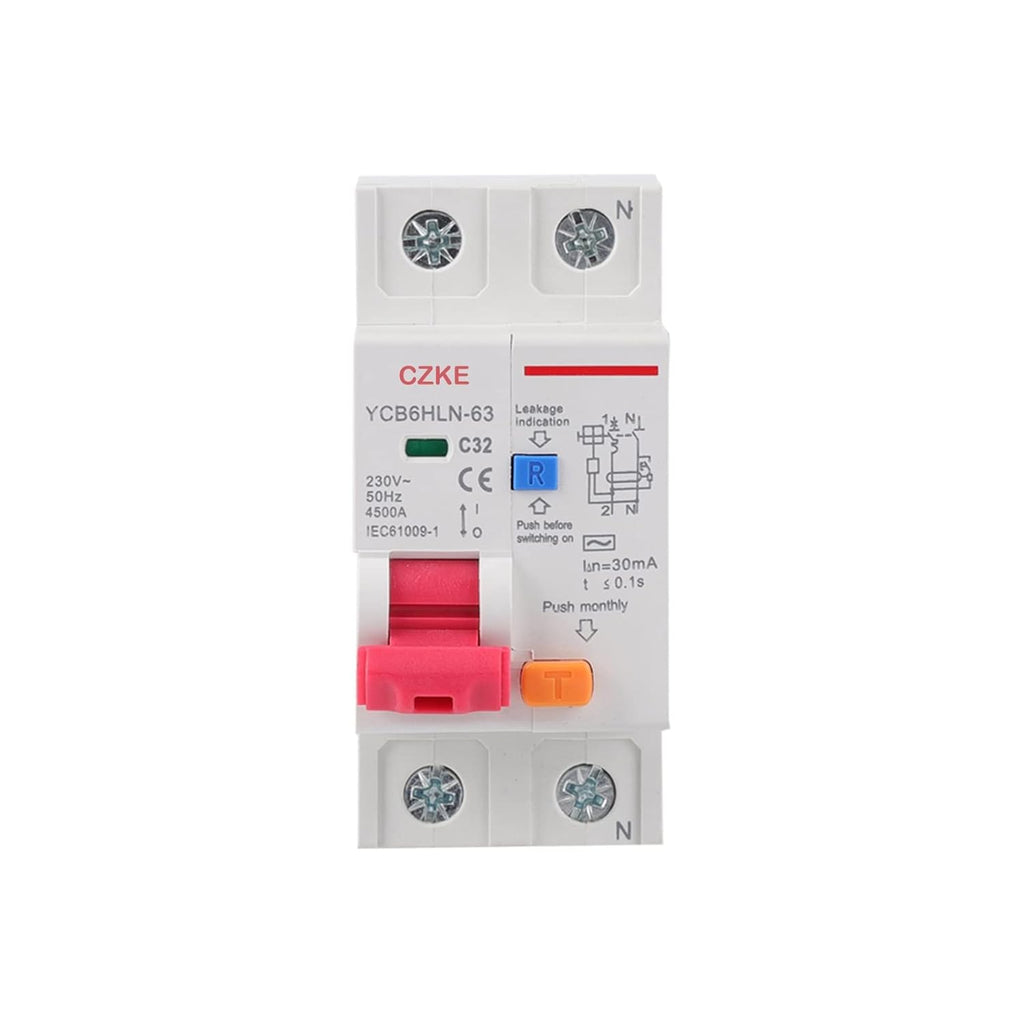 CZKE 30mA RCBO MCB 230V 50/60 Hz Residual Current Circuit Breaker with Over Current and Leakage Protection 6/10/16/20/25/32/40A (Color : 1P N, Size : 10A)