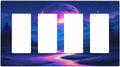 Purple Cyberpunk River Full Moon Mountain Forest Wallplates 4 Gang Quad Rocker Decorative Light Switch Covers Electrical GFCI Faceplate Switch Plate for Bedroom Bathroom Decor