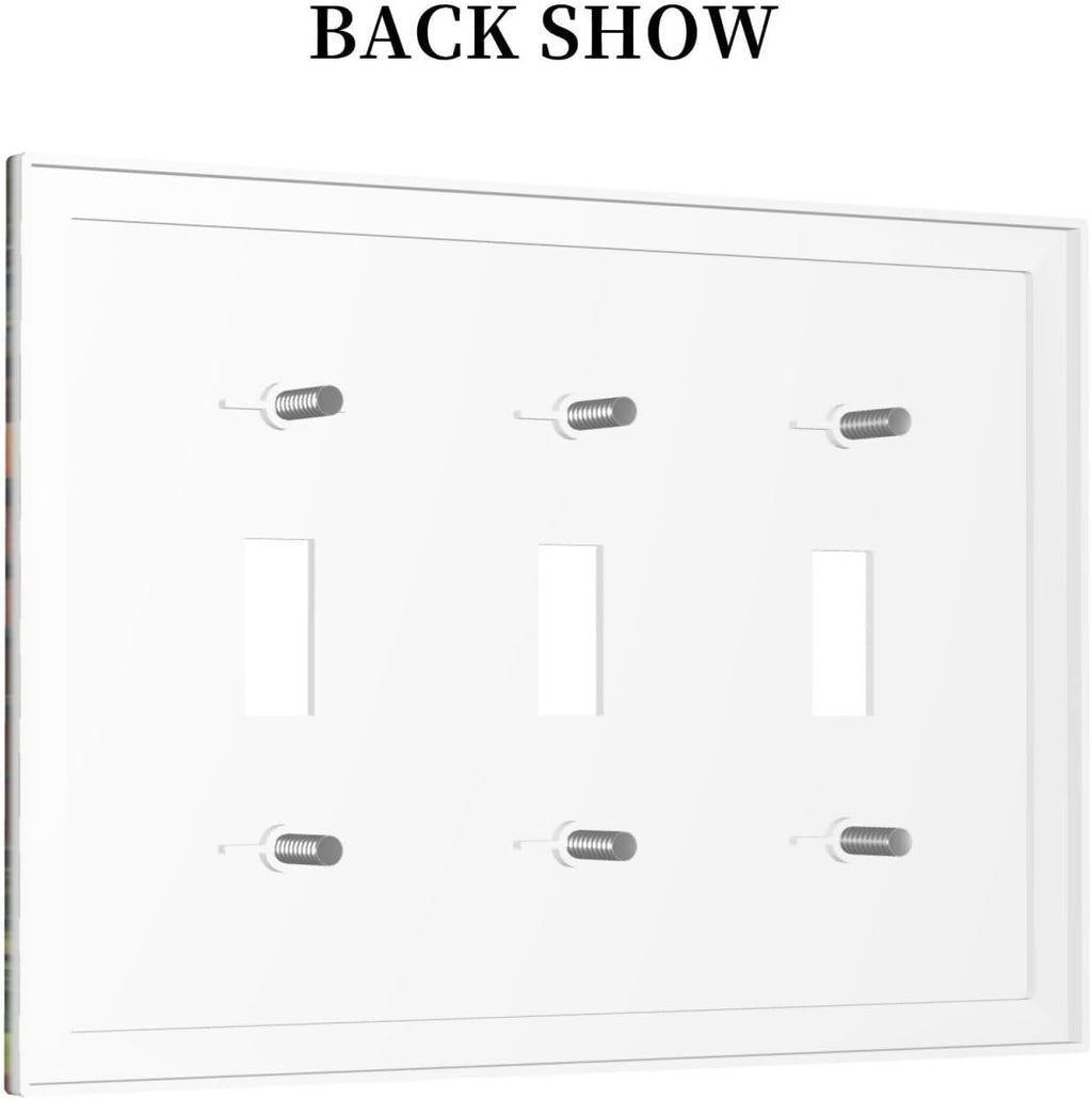 Library With A Lot Of Books Light Switch Covers 3 Gang Triple Toggle Wall Plate Decorative Switchplate Electrical Faceplate for Farmhouse Living Decor